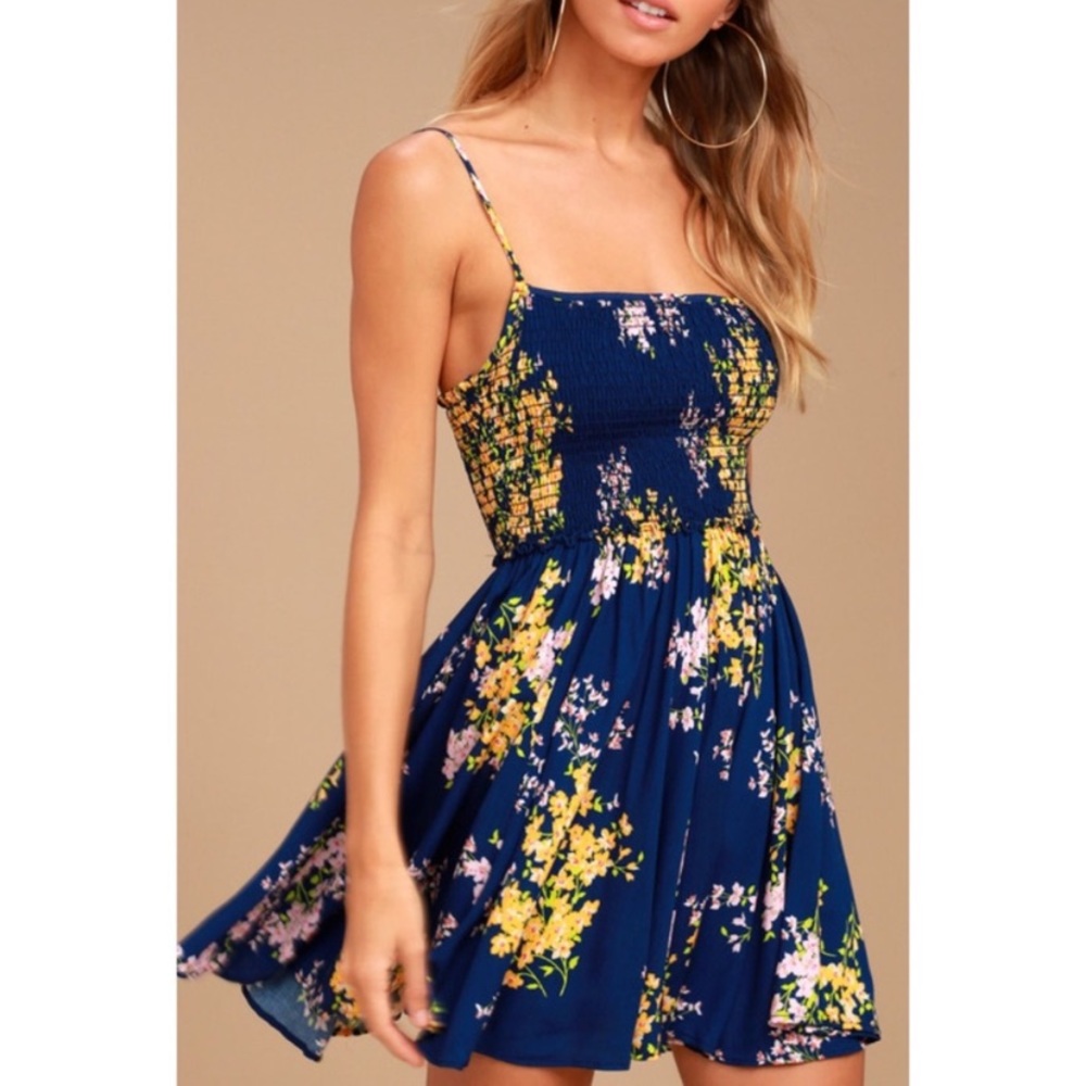 Lulu’s Fairytale Bliss Floral Print Skater Dress